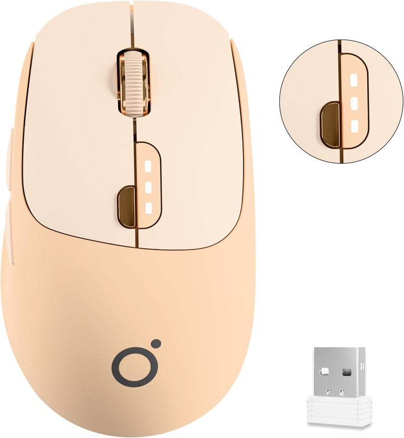 SEUNKWANG EWEADN Q5 Wireless Mouse, Bluetooth & 2.4G Quiet Computer Mouses with 1600 DPI, Battery Level Display, Ergonomic Office Mouse,6 Button Portable Cute Cordless Mice for Laptop/PC/Mac- Pink - Image 1